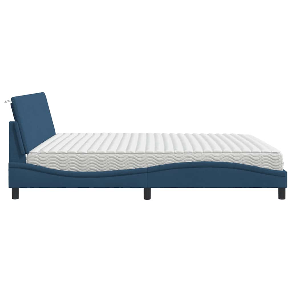 Lit avec matelas Hanko bleu 200x200 cm tissu - XIOS