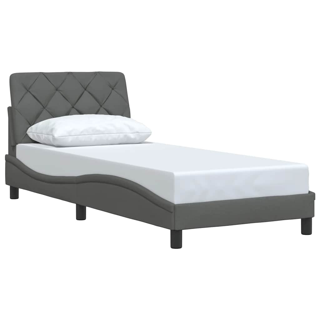 Cadre de lit sans matelas gris foncé 80x200 cm tissu - XIOS