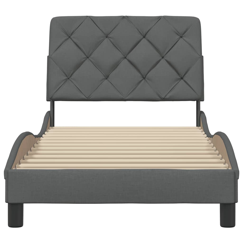 Cadre de lit sans matelas gris foncé 80x200 cm tissu - XIOS