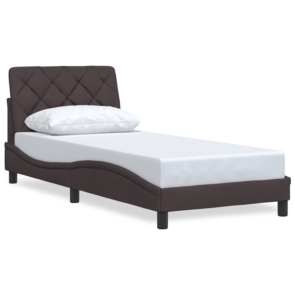 Cadre de lit sans matelas marron foncé 80x200 cm tissu - XIOS