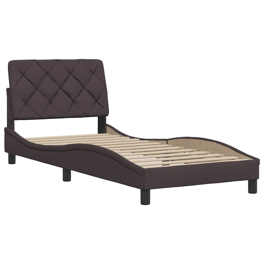 Cadre de lit sans matelas marron foncé 80x200 cm tissu - XIOS