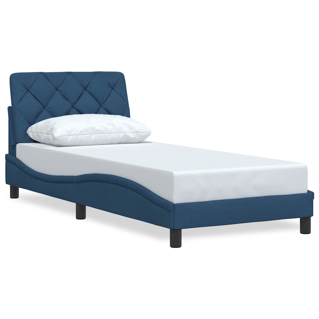Cadre de lit sans matelas bleu 80x200 cm tissu - XIOS