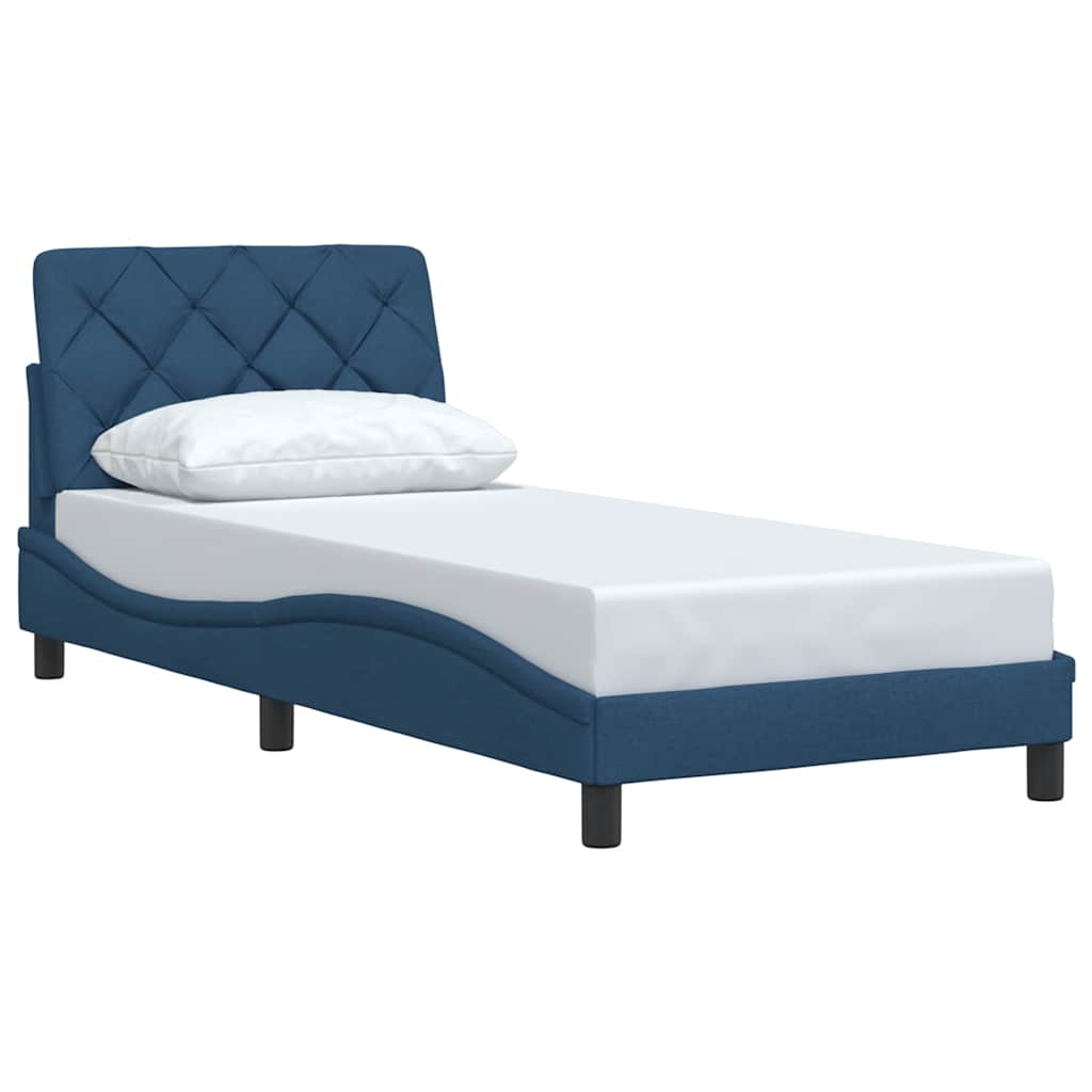 Cadre de lit sans matelas bleu 80x200 cm tissu - XIOS