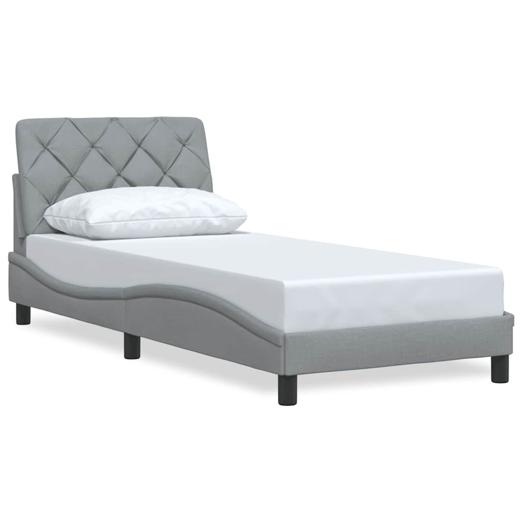 Cadre de lit sans matelas gris clair 90x190 cm tissu - XIOS