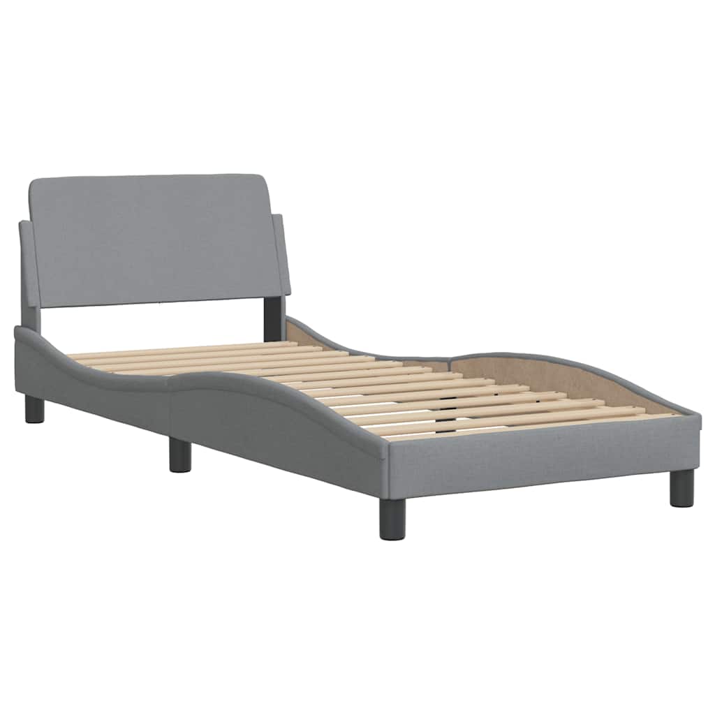 Cadre de lit sans matelas gris clair 90x190 cm tissu - XIOS
