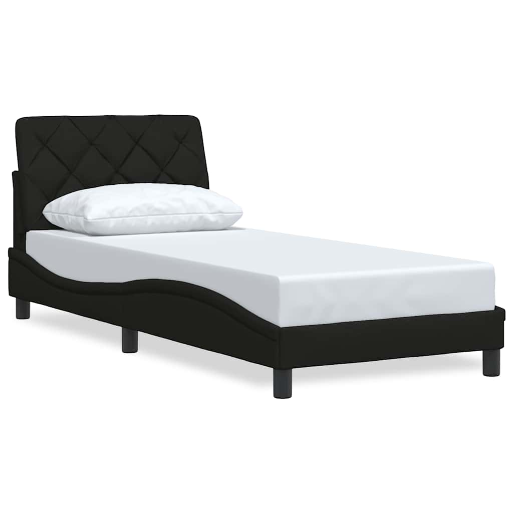 Cadre de lit sans matelas noir 90x190 cm tissu - XIOS