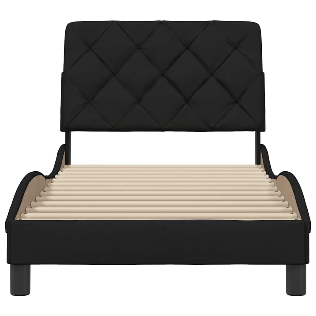 Cadre de lit sans matelas noir 90x190 cm tissu - XIOS