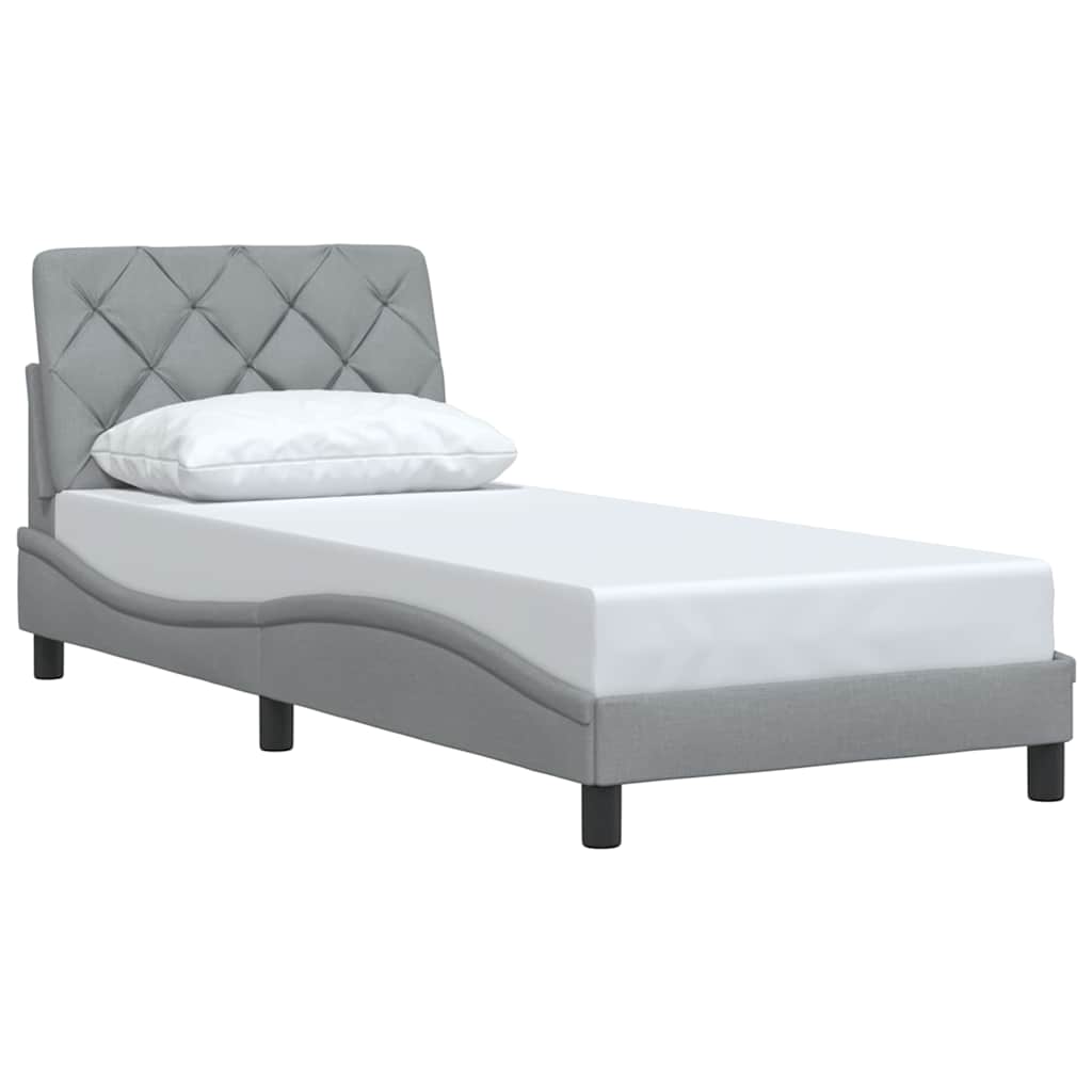 Cadre de lit sans matelas gris clair 90x200 cm tissu - XIOS