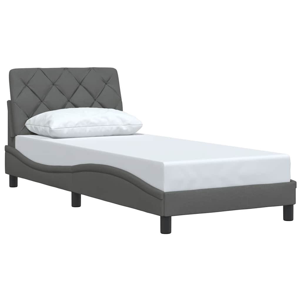 Cadre de lit sans matelas gris foncé 90x200 cm tissu - XIOS