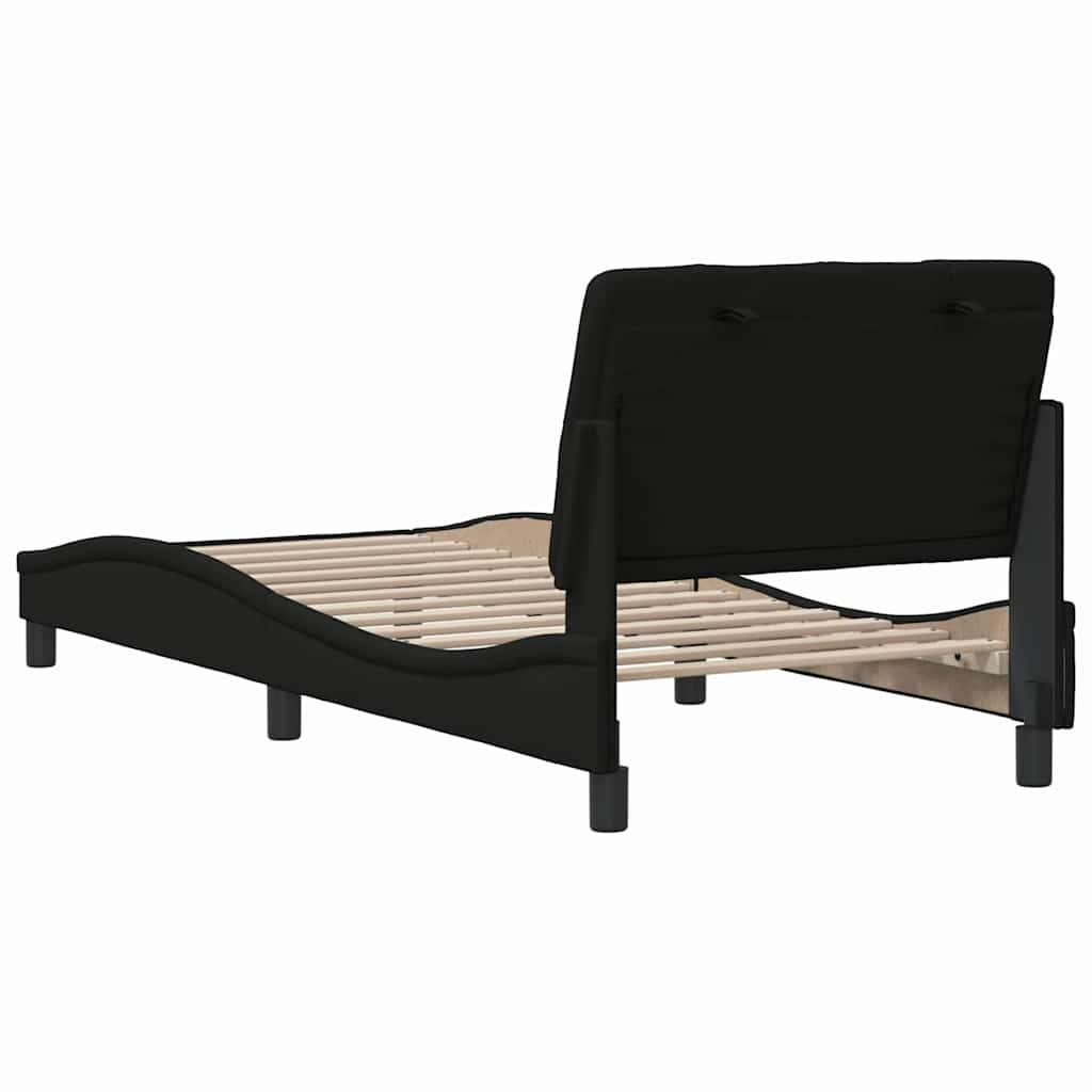 Cadre de lit sans matelas noir 90x200 cm tissu - XIOS