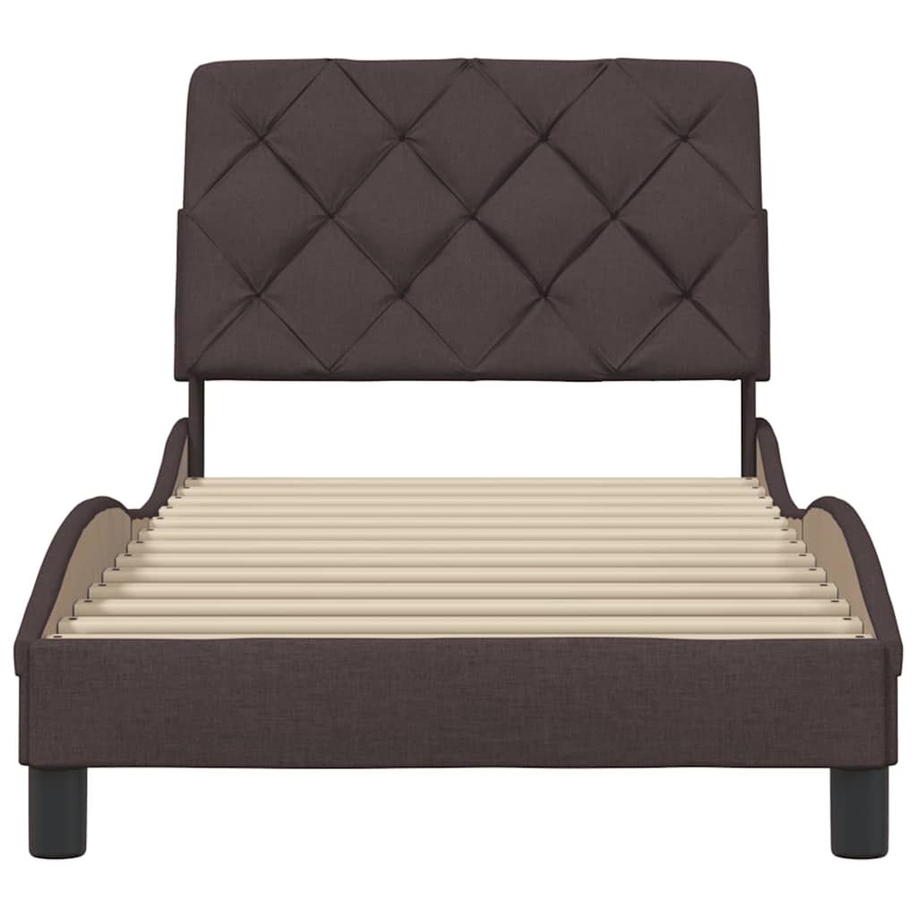 Cadre de lit sans matelas marron foncé 90x200 cm tissu - XIOS