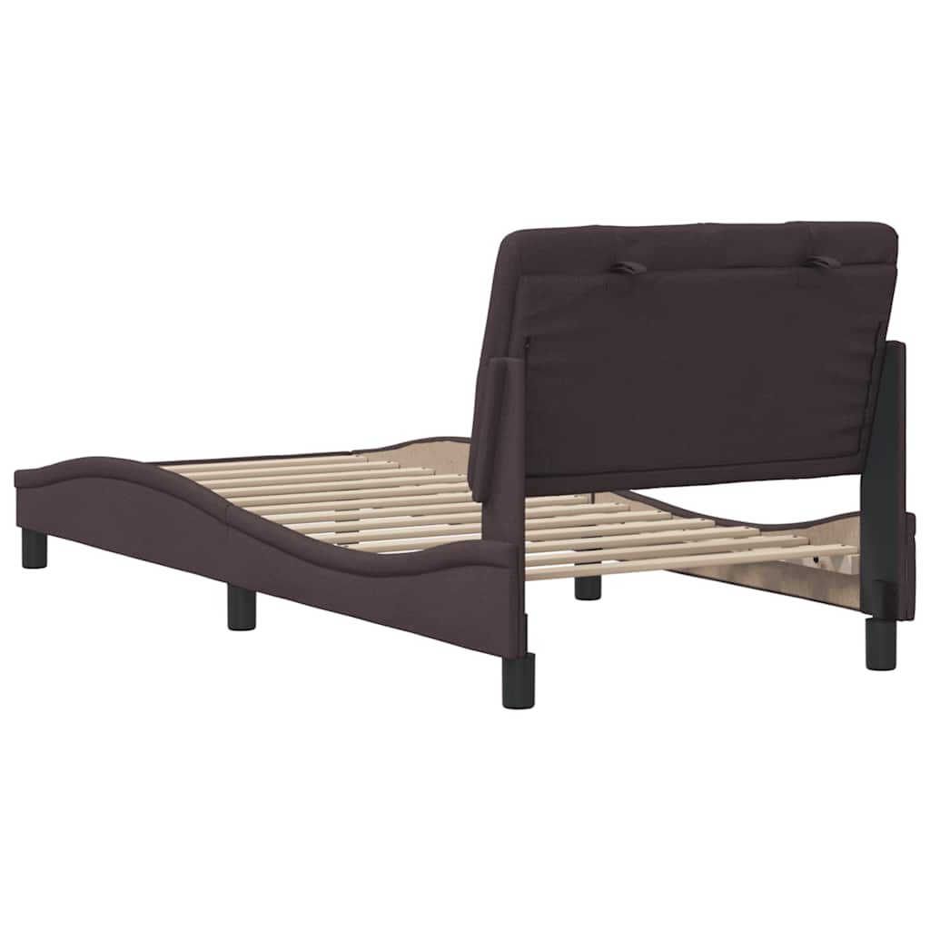 Cadre de lit sans matelas marron foncé 90x200 cm tissu - XIOS