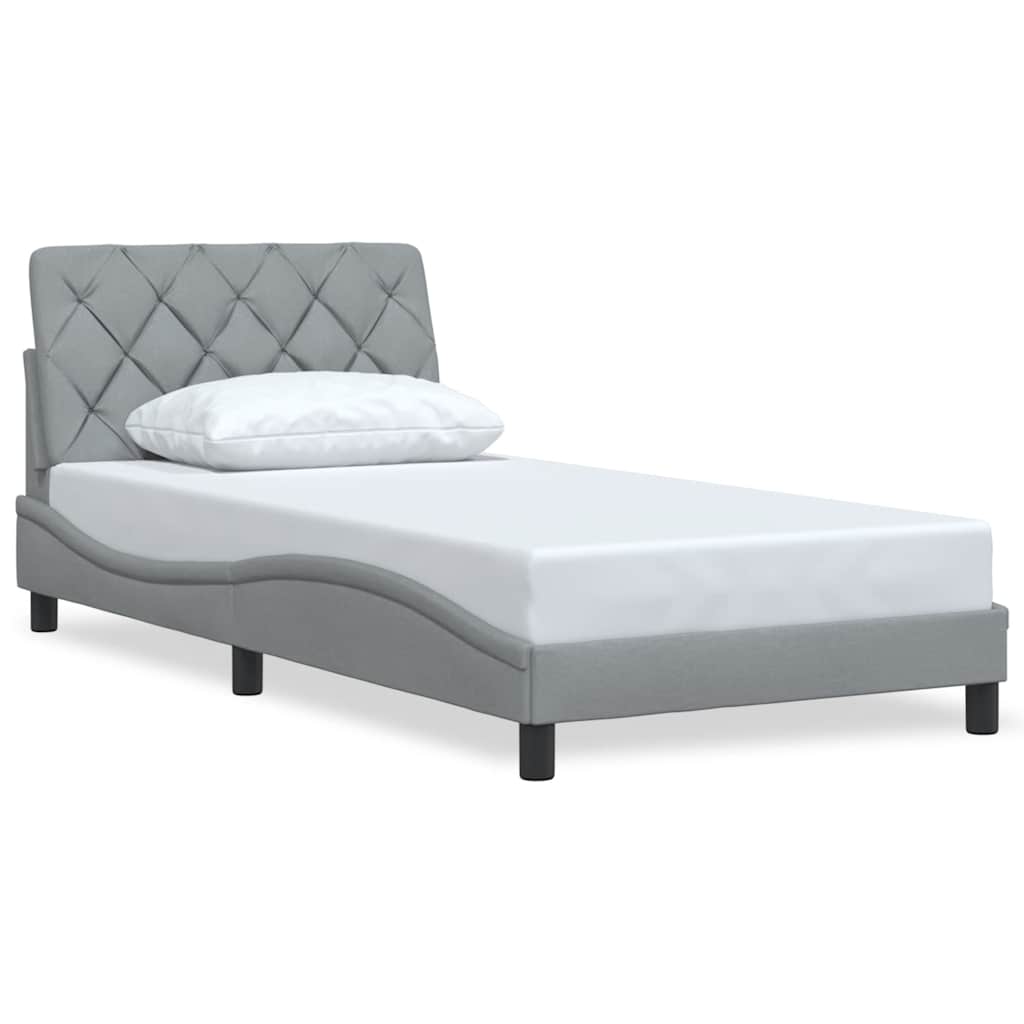 Cadre de lit sans matelas gris clair 100x200 cm tissu - XIOS