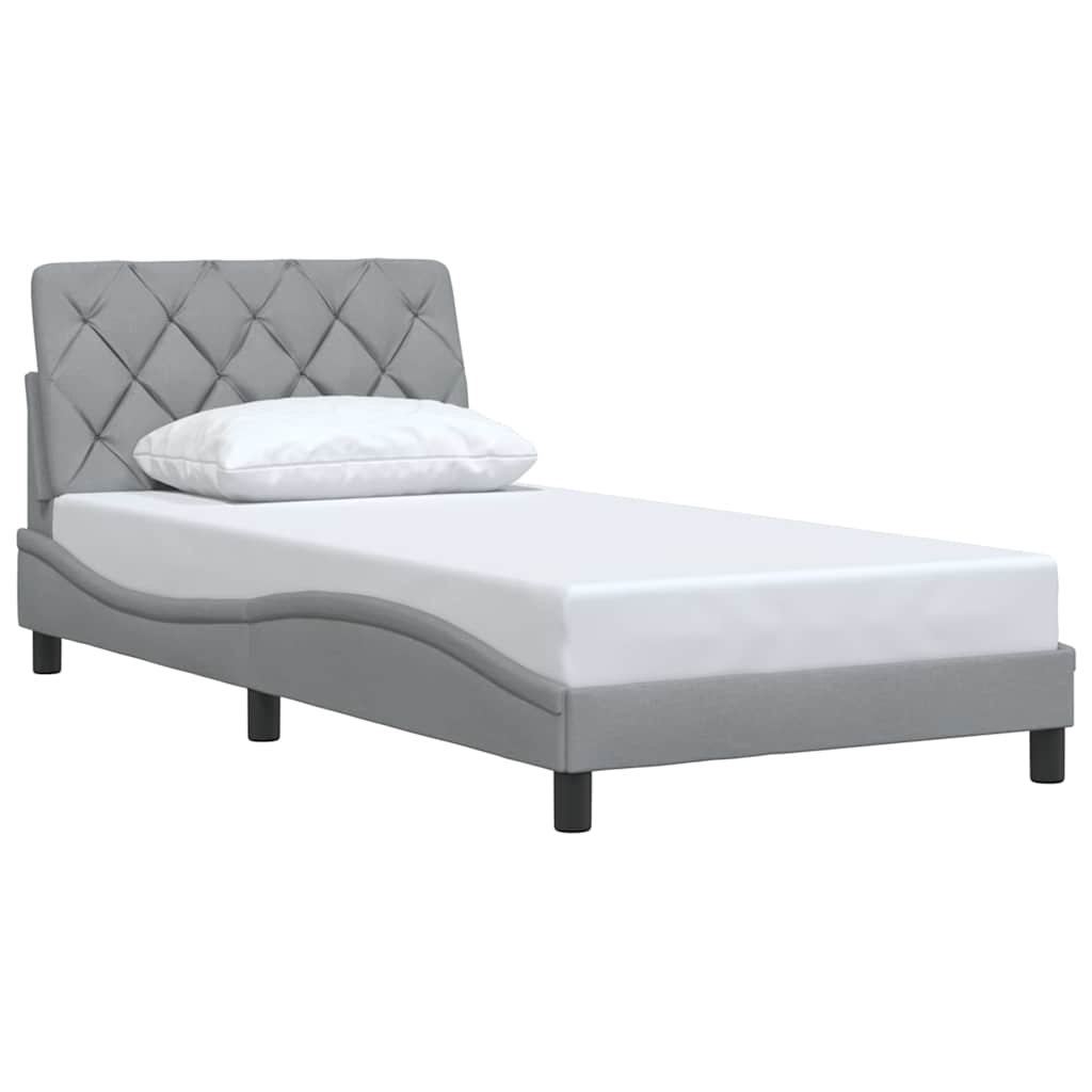 Cadre de lit sans matelas gris clair 100x200 cm tissu - XIOS