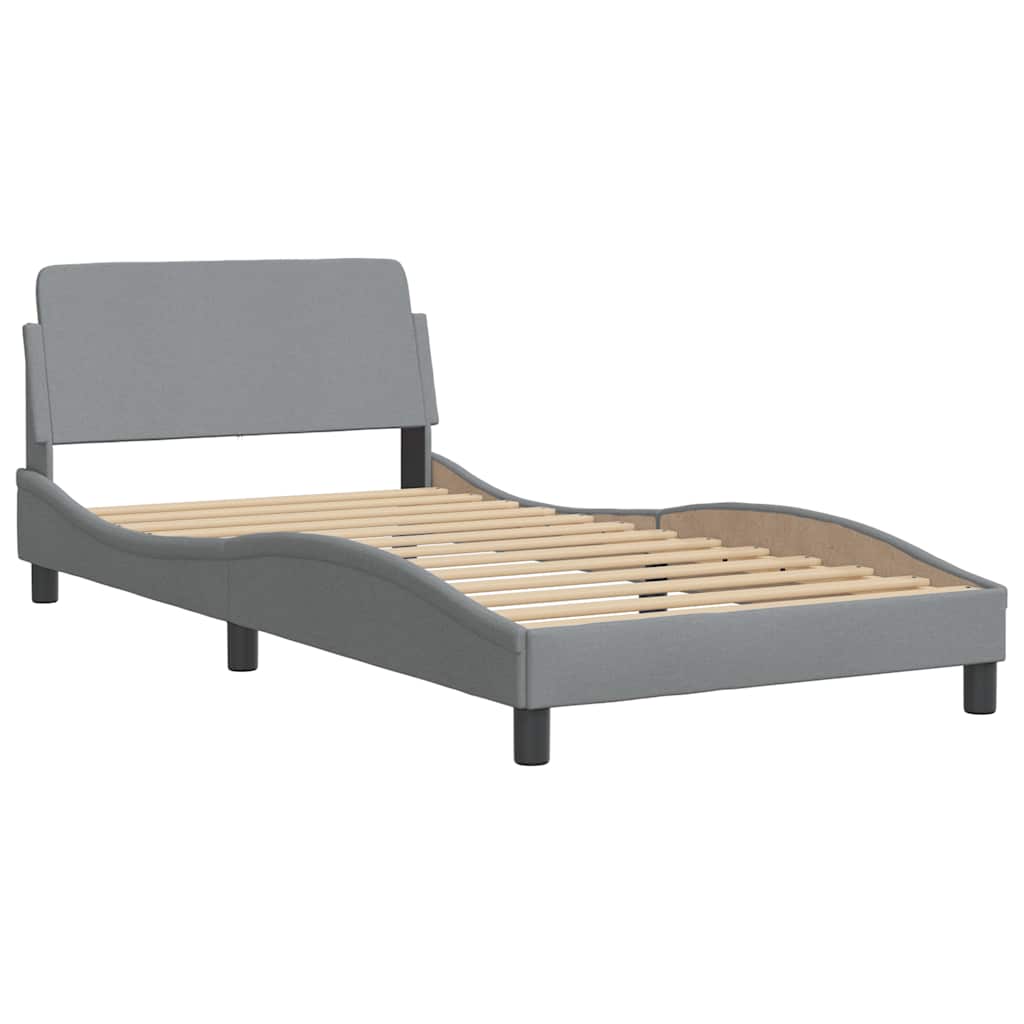 Cadre de lit sans matelas gris clair 100x200 cm tissu - XIOS