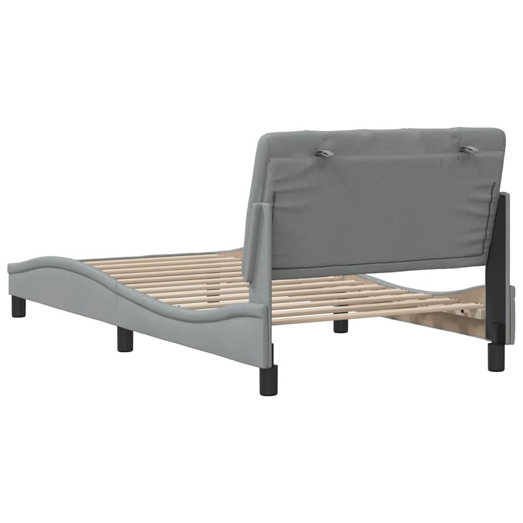 Cadre de lit sans matelas gris clair 100x200 cm tissu - XIOS