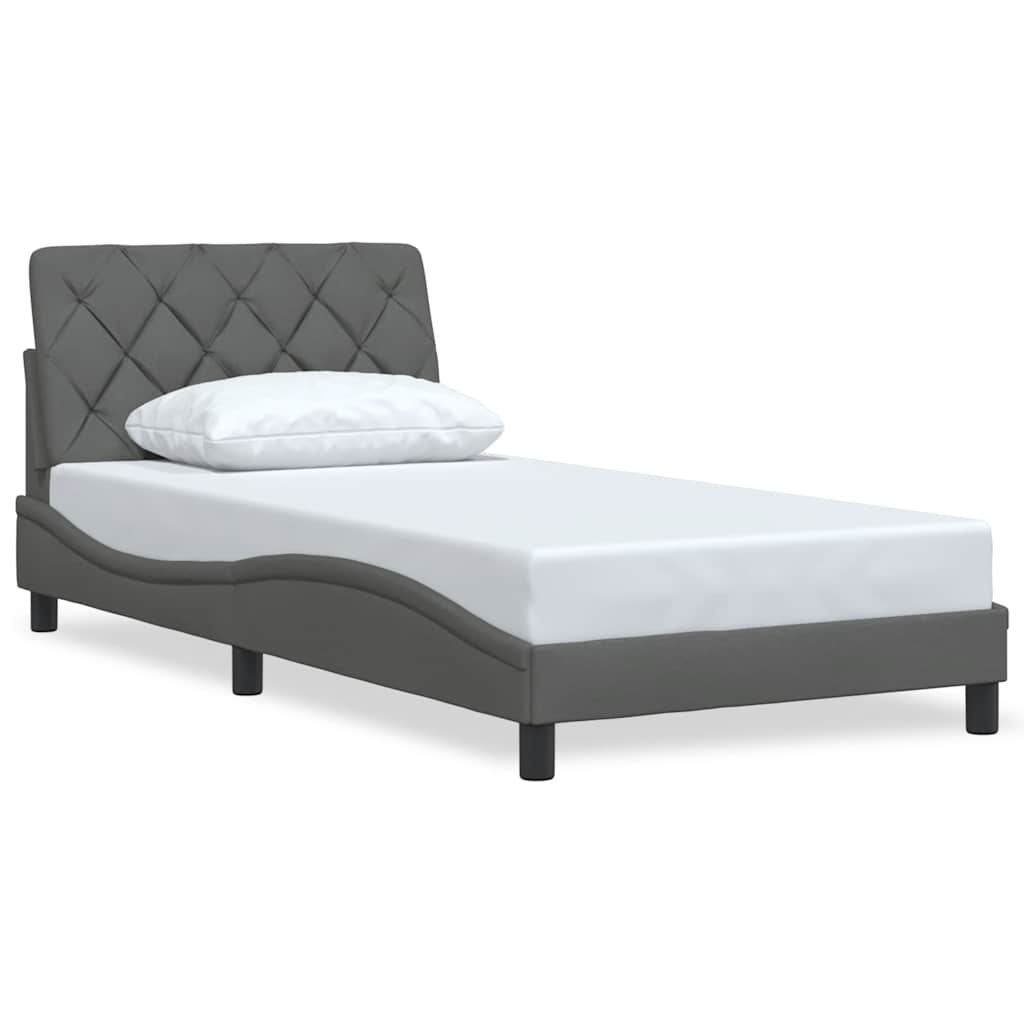 Cadre de lit sans matelas gris foncé 100x200 cm tissu - XIOS