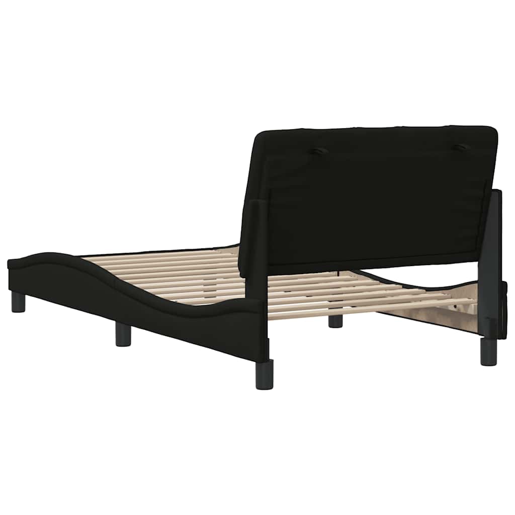 Cadre de lit sans matelas noir 100x200 cm tissu - XIOS