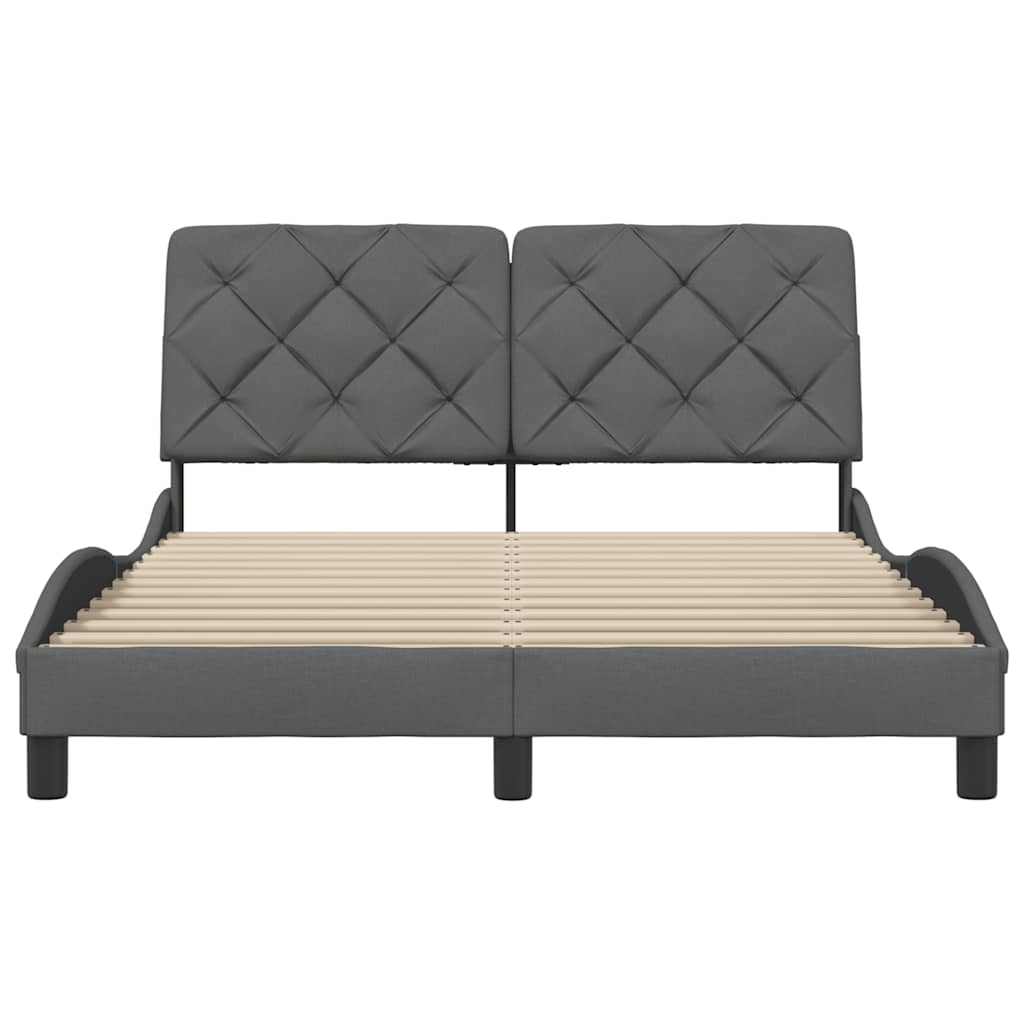Cadre de lit sans matelas gris foncé 120x200 cm tissu - XIOS