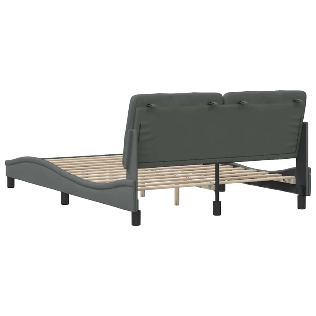 Cadre de lit sans matelas gris foncé 120x200 cm tissu - XIOS