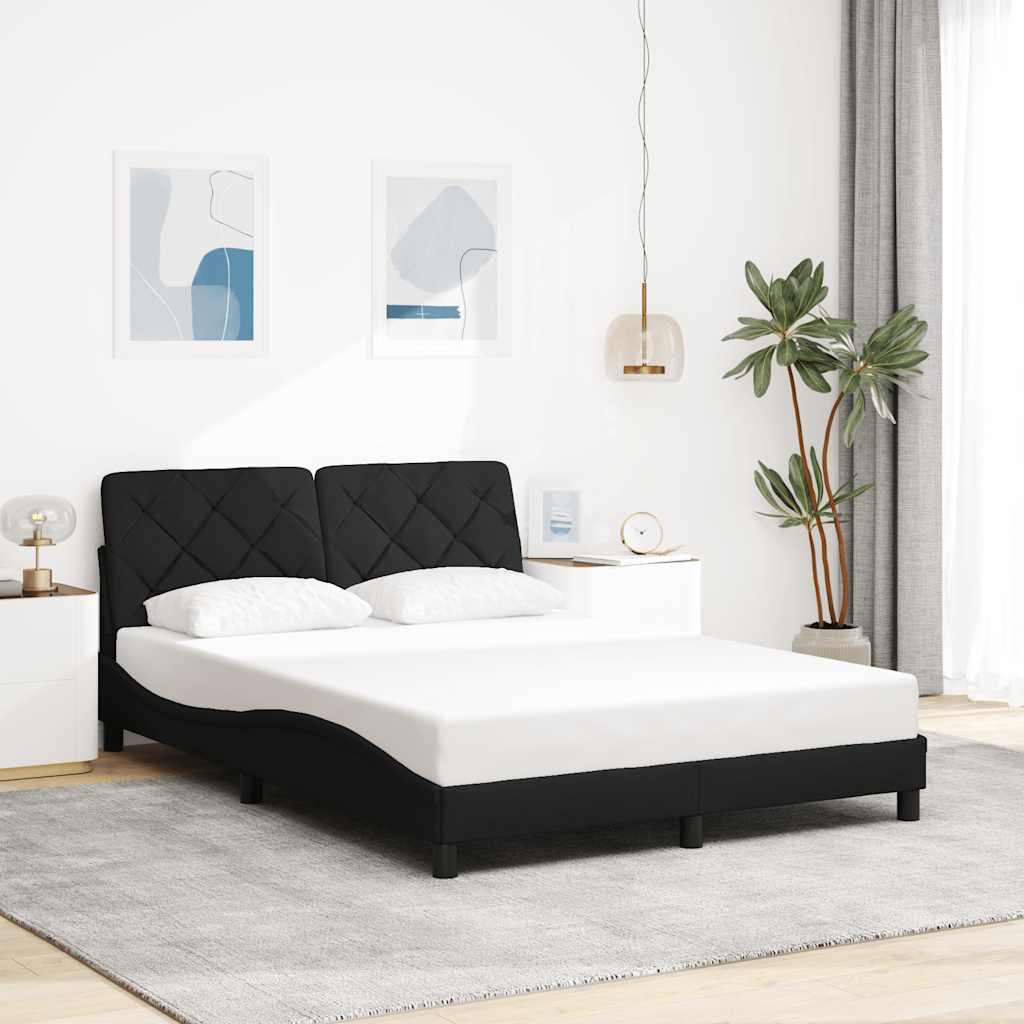 Cadre de lit sans matelas noir 120x200 cm tissu - XIOS