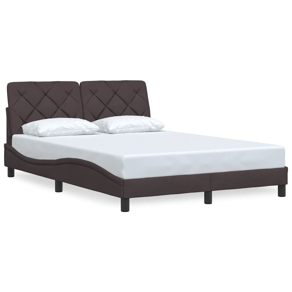 Cadre de lit sans matelas marron foncé 120x200 cm tissu - XIOS