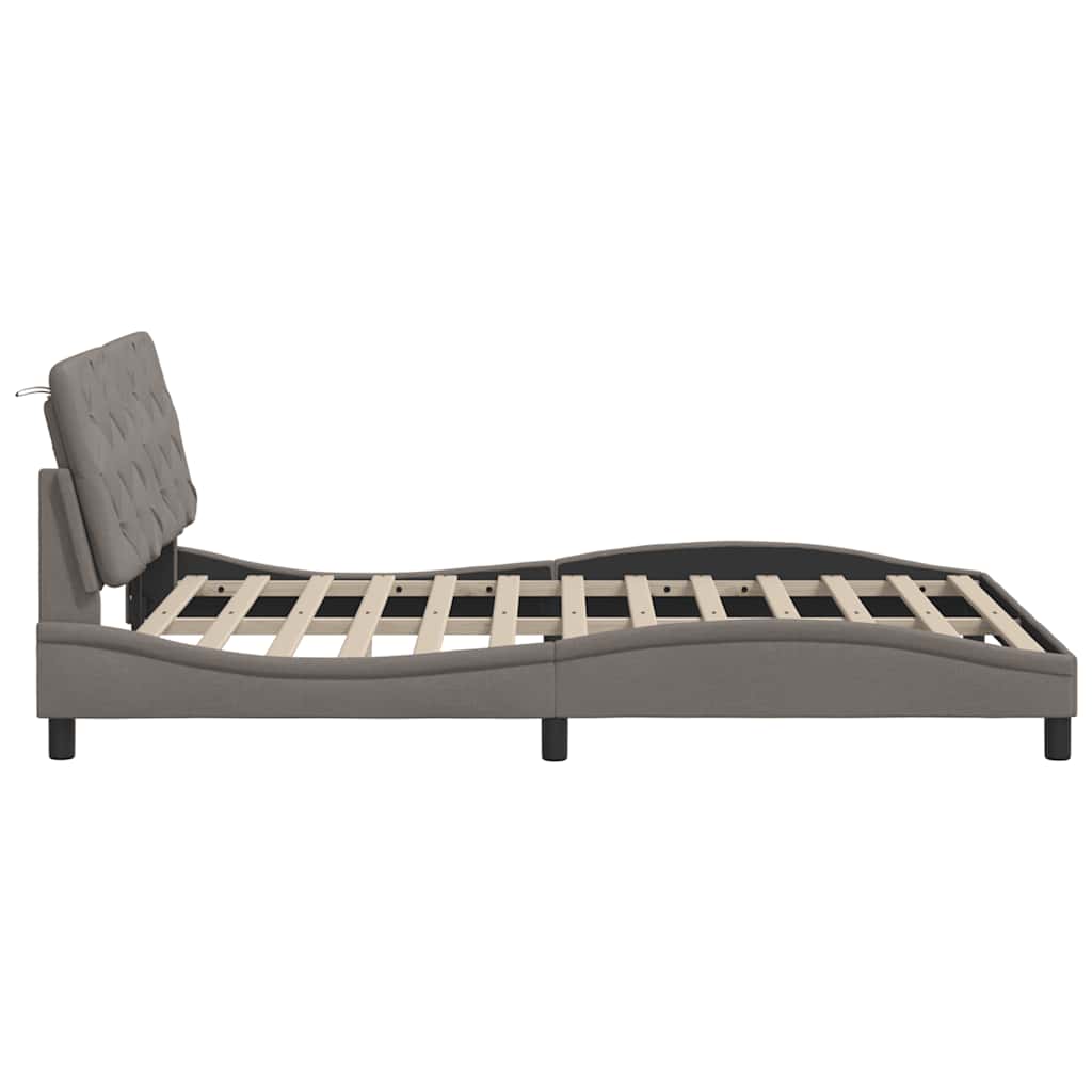 Cadre de lit sans matelas taupe 120x200 cm tissu - XIOS
