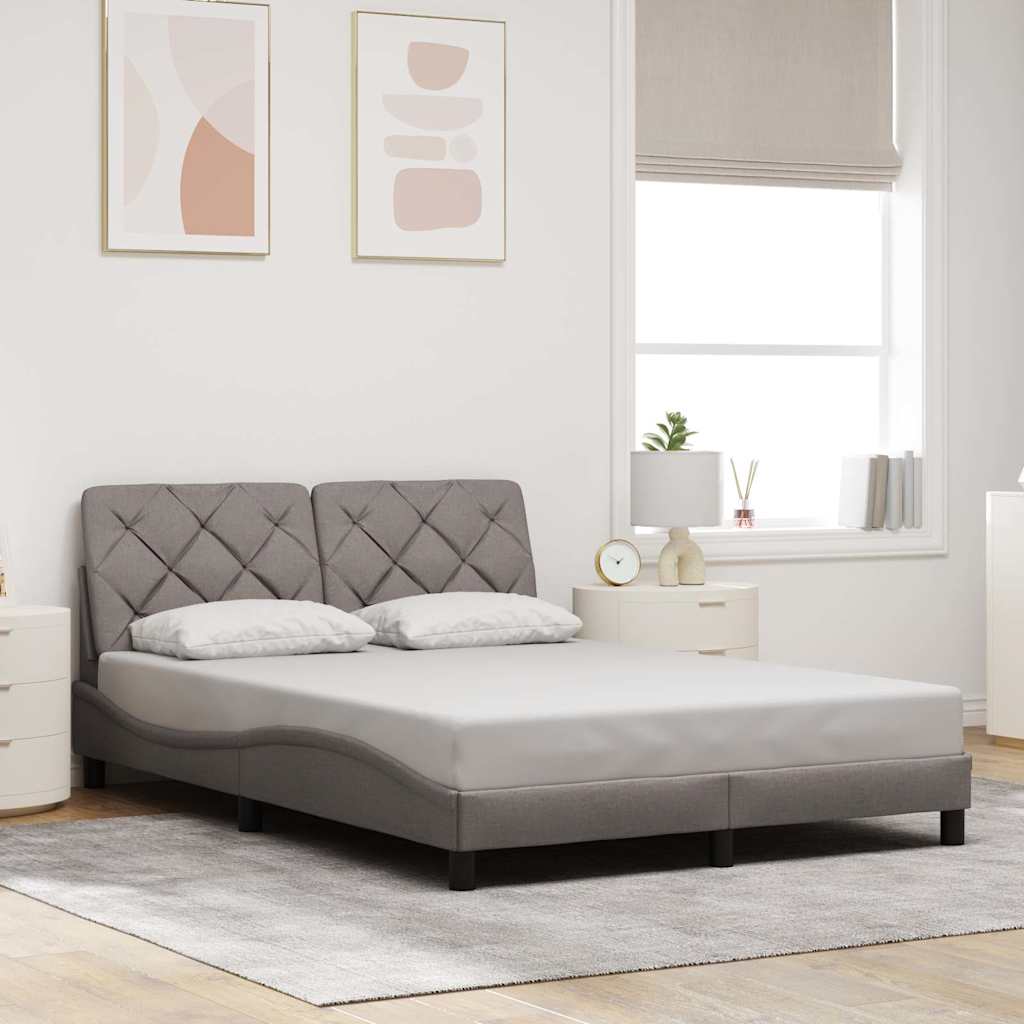 Cadre de lit sans matelas taupe 120x200 cm tissu - XIOS
