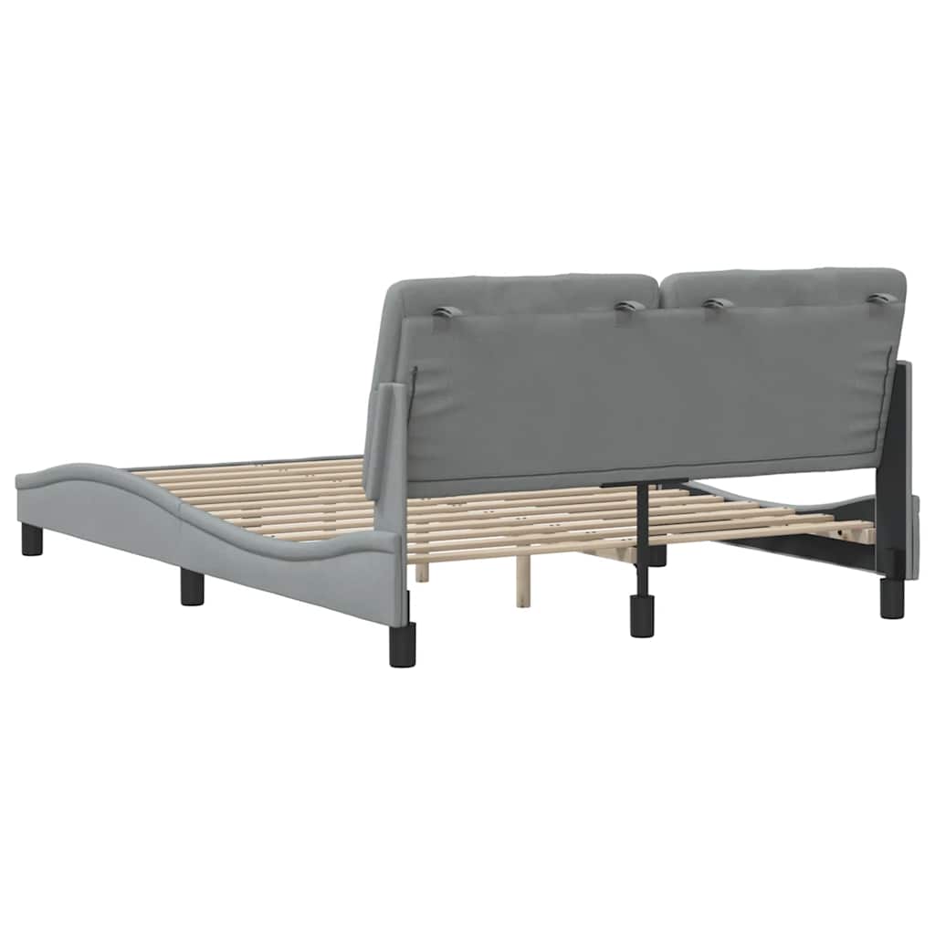 Cadre de lit sans matelas gris clair 140x190 cm tissu - XIOS