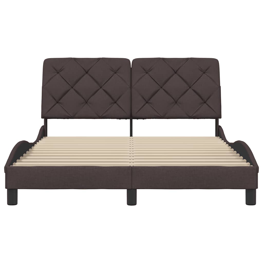 Cadre de lit sans matelas marron foncé 140x190 cm tissu - XIOS