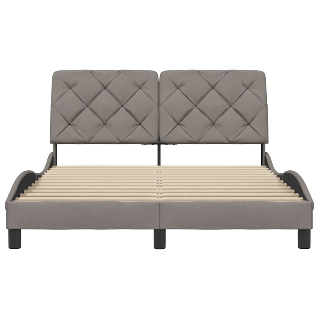 Cadre de lit sans matelas taupe 140x190 cm tissu - XIOS