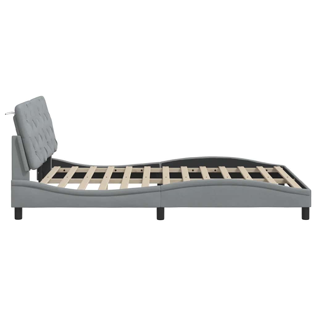 Cadre de lit sans matelas gris clair 140x200 cm tissu - XIOS