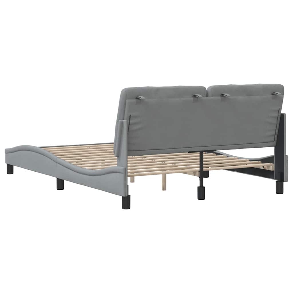 Cadre de lit sans matelas gris clair 140x200 cm tissu - XIOS