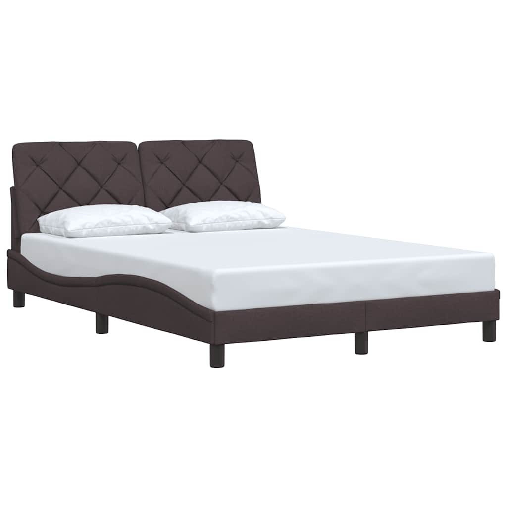 Cadre de lit sans matelas marron foncé 140x200 cm tissu - XIOS