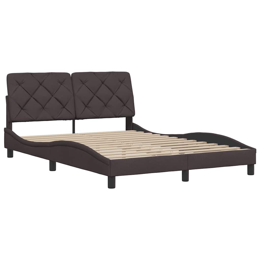 Cadre de lit sans matelas marron foncé 140x200 cm tissu - XIOS