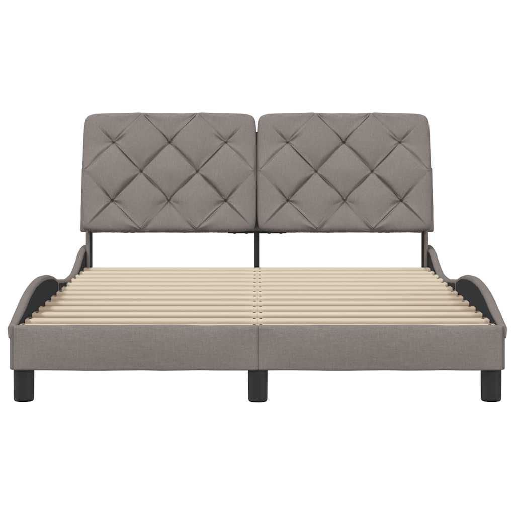 Cadre de lit sans matelas taupe 140x200 cm tissu - XIOS