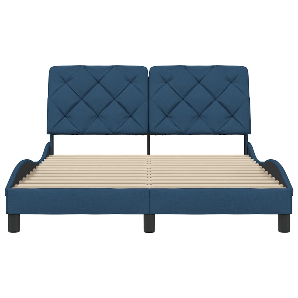 Cadre de lit sans matelas bleu 140x200 cm tissu - XIOS