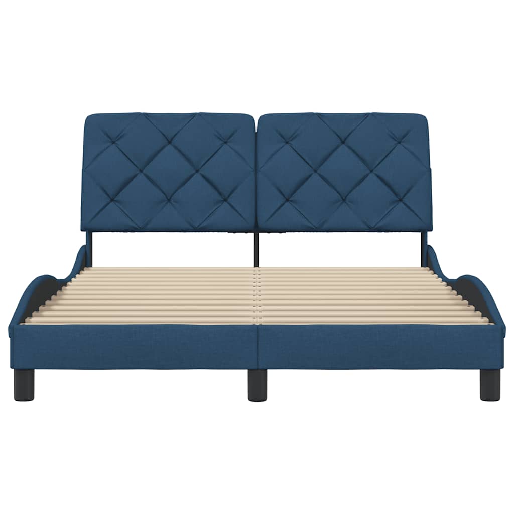 Cadre de lit sans matelas bleu 140x200 cm tissu - XIOS