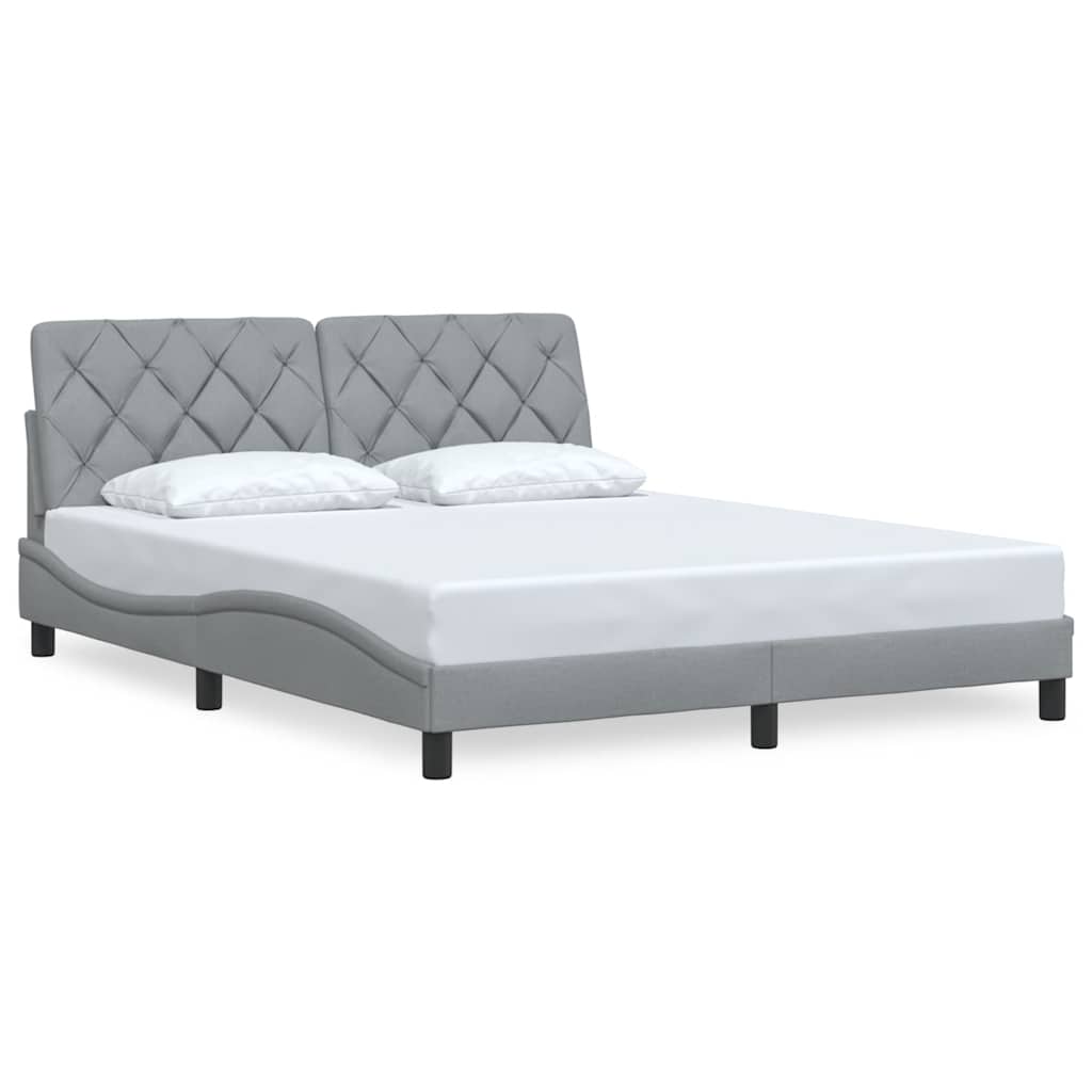Cadre de lit sans matelas gris clair 160x200 cm tissu - XIOS