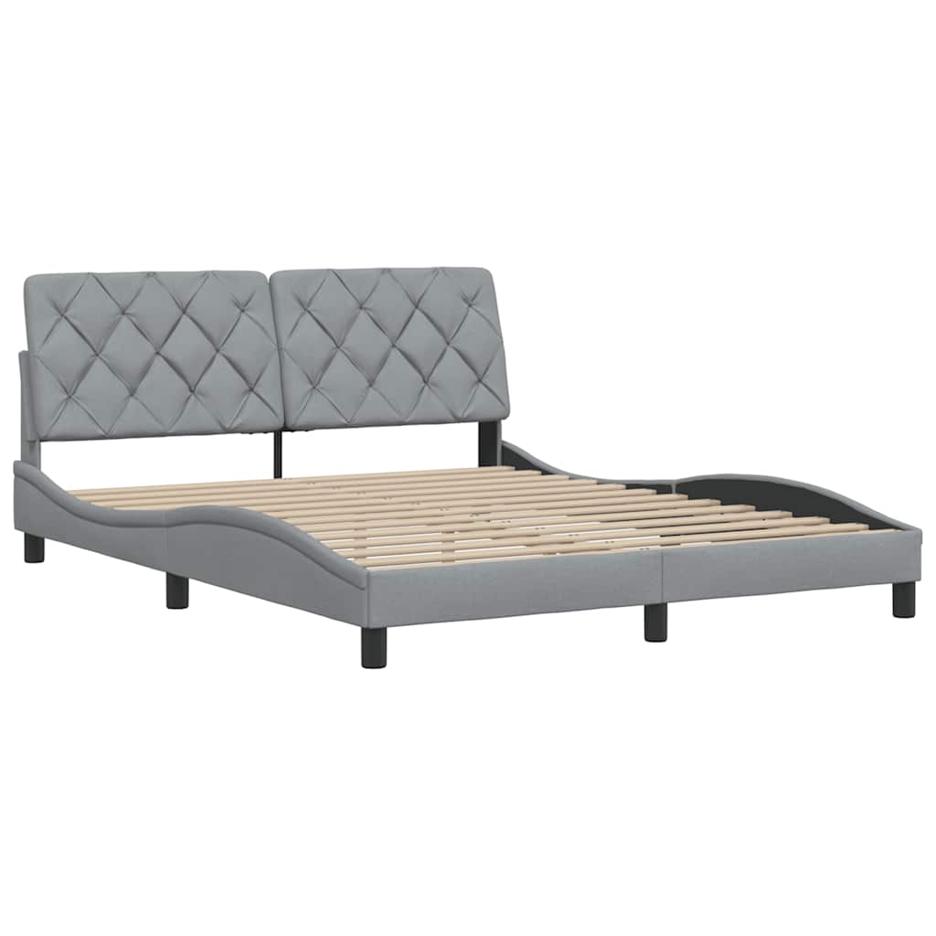 Cadre de lit sans matelas gris clair 160x200 cm tissu - XIOS