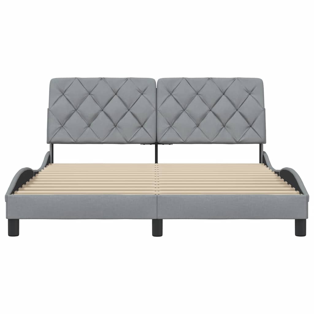 Cadre de lit sans matelas gris clair 160x200 cm tissu - XIOS