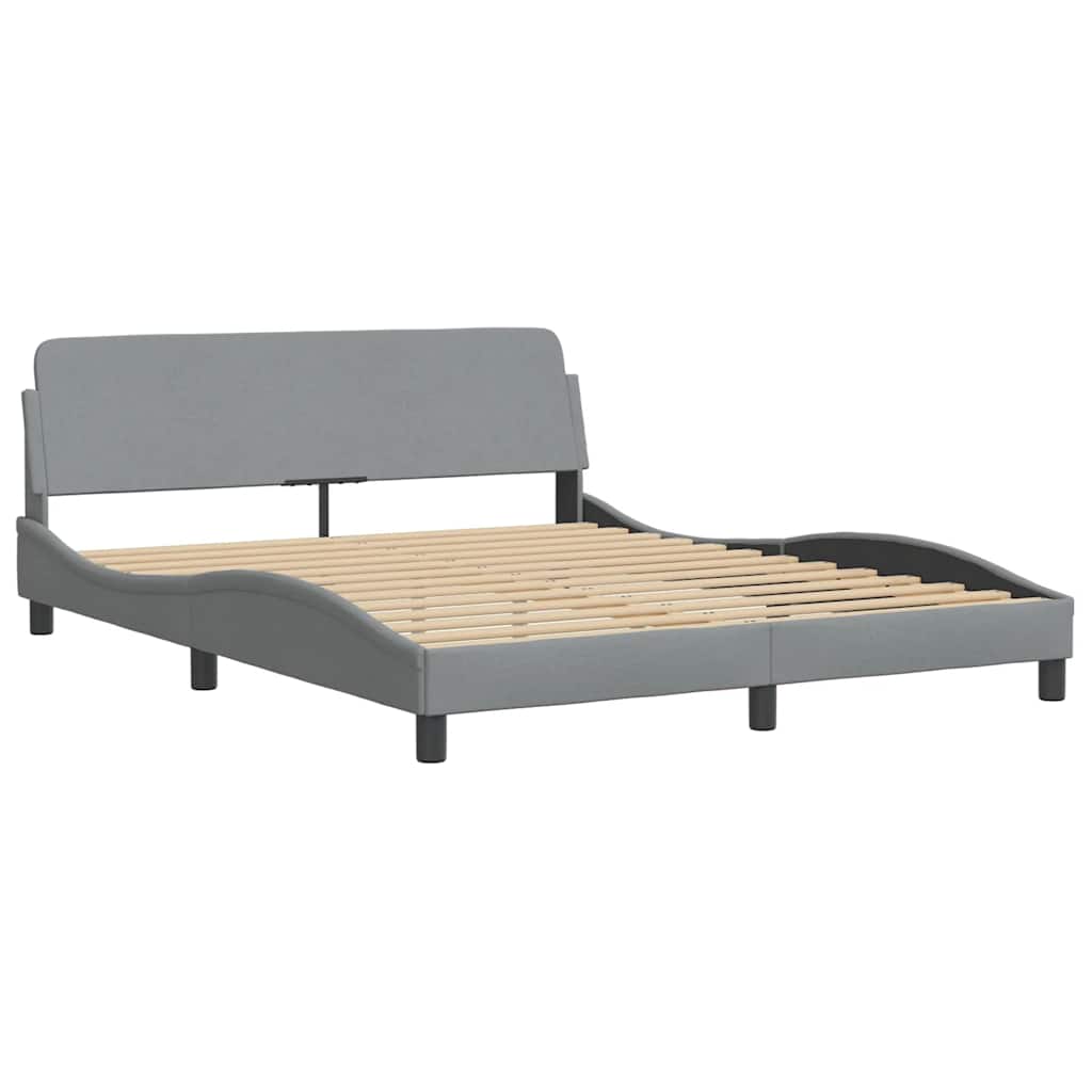 Cadre de lit sans matelas gris clair 160x200 cm tissu - XIOS