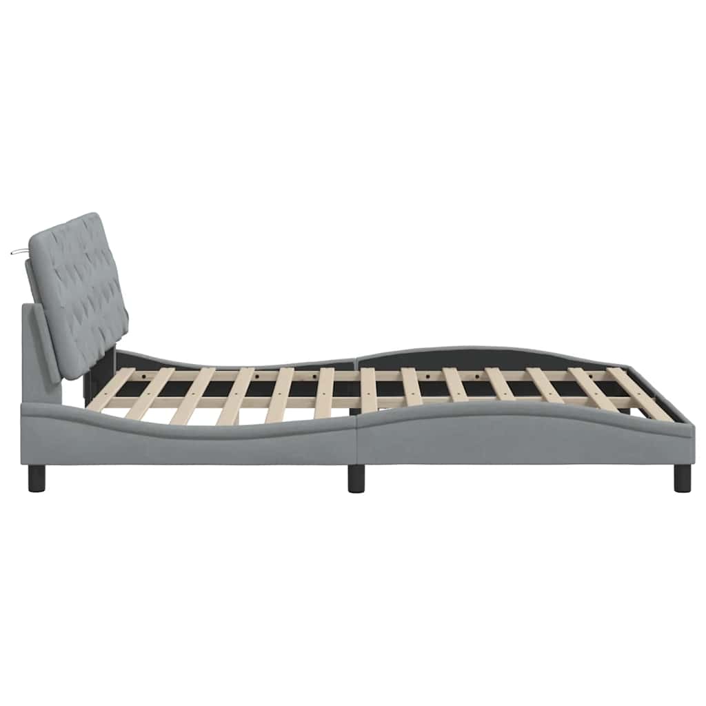 Cadre de lit sans matelas gris clair 160x200 cm tissu - XIOS
