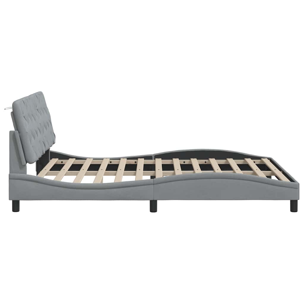 Cadre de lit sans matelas gris clair 160x200 cm tissu - XIOS
