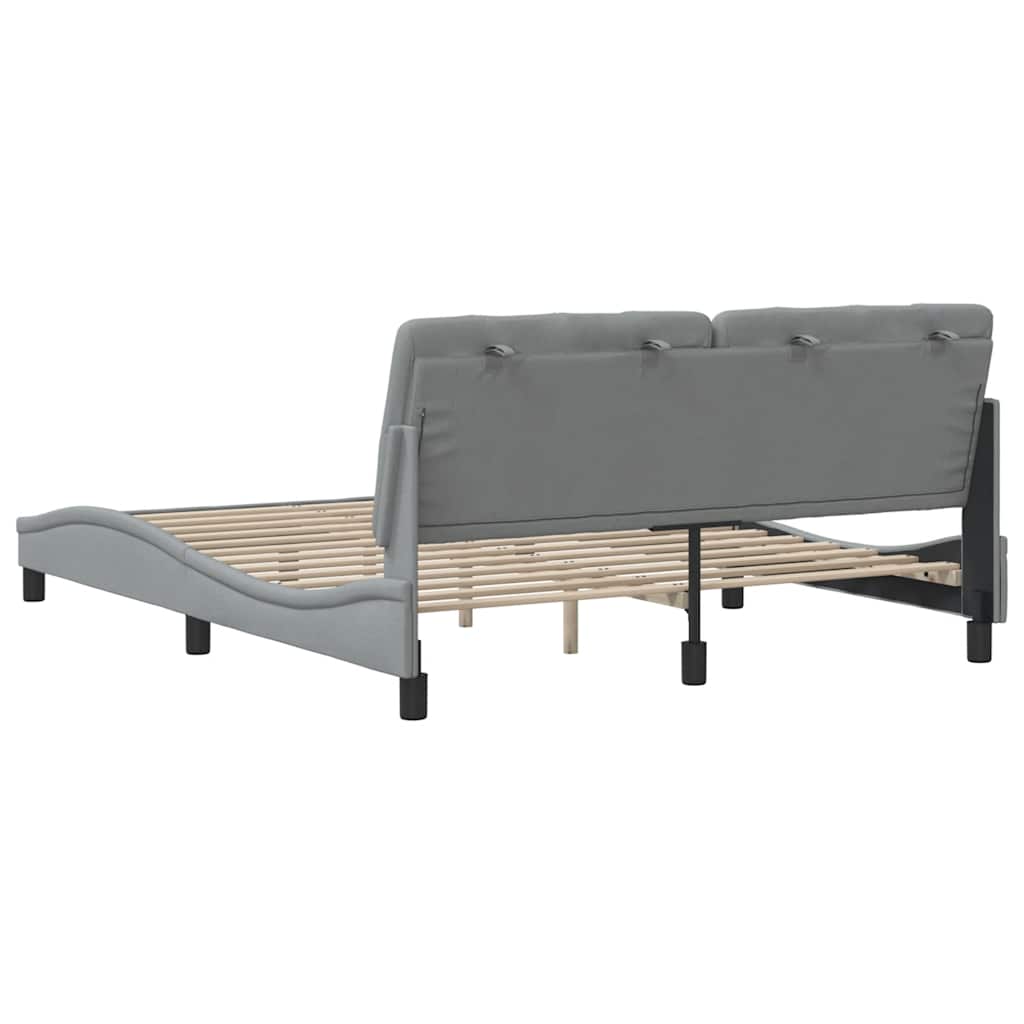 Cadre de lit sans matelas gris clair 160x200 cm tissu - XIOS