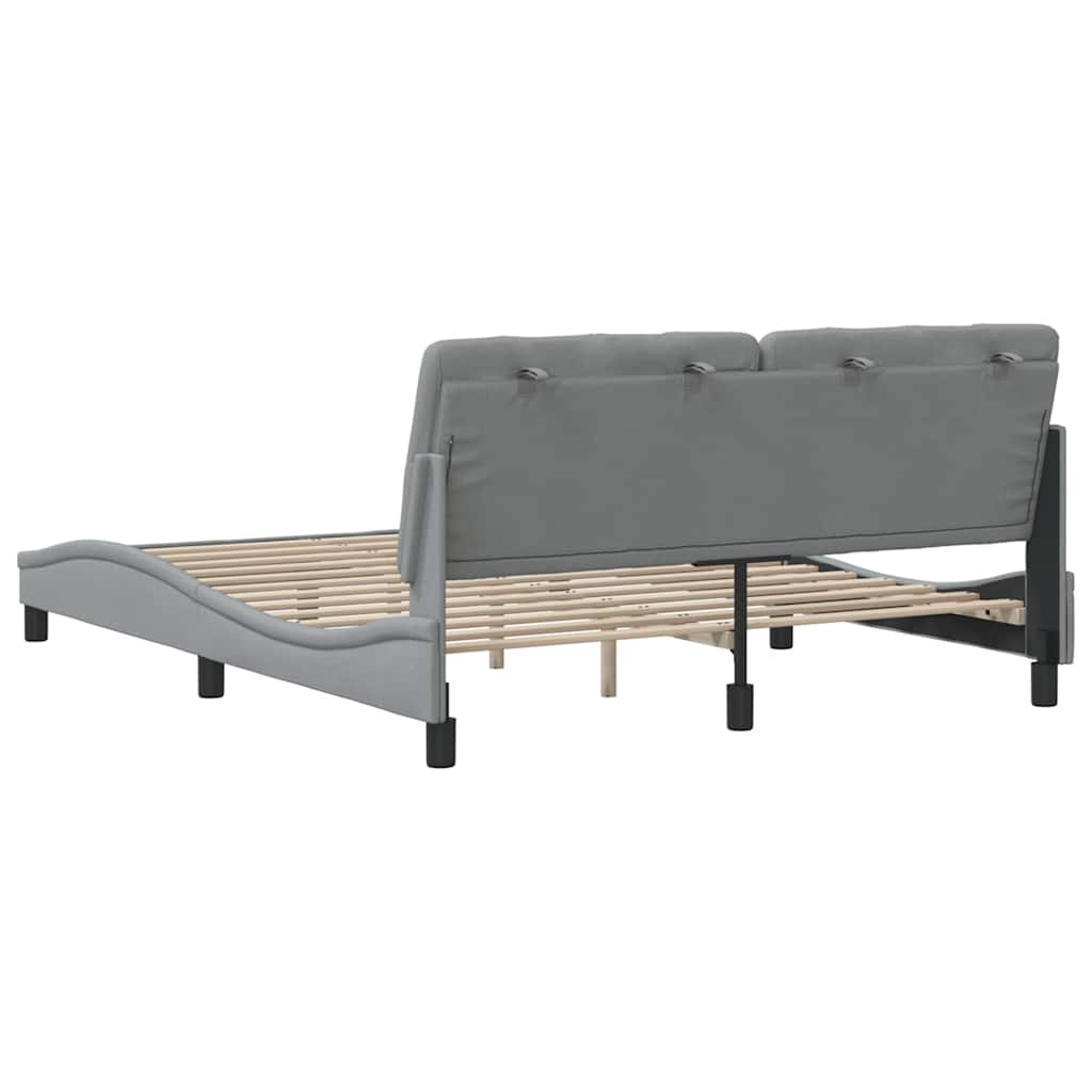 Cadre de lit sans matelas gris clair 160x200 cm tissu - XIOS
