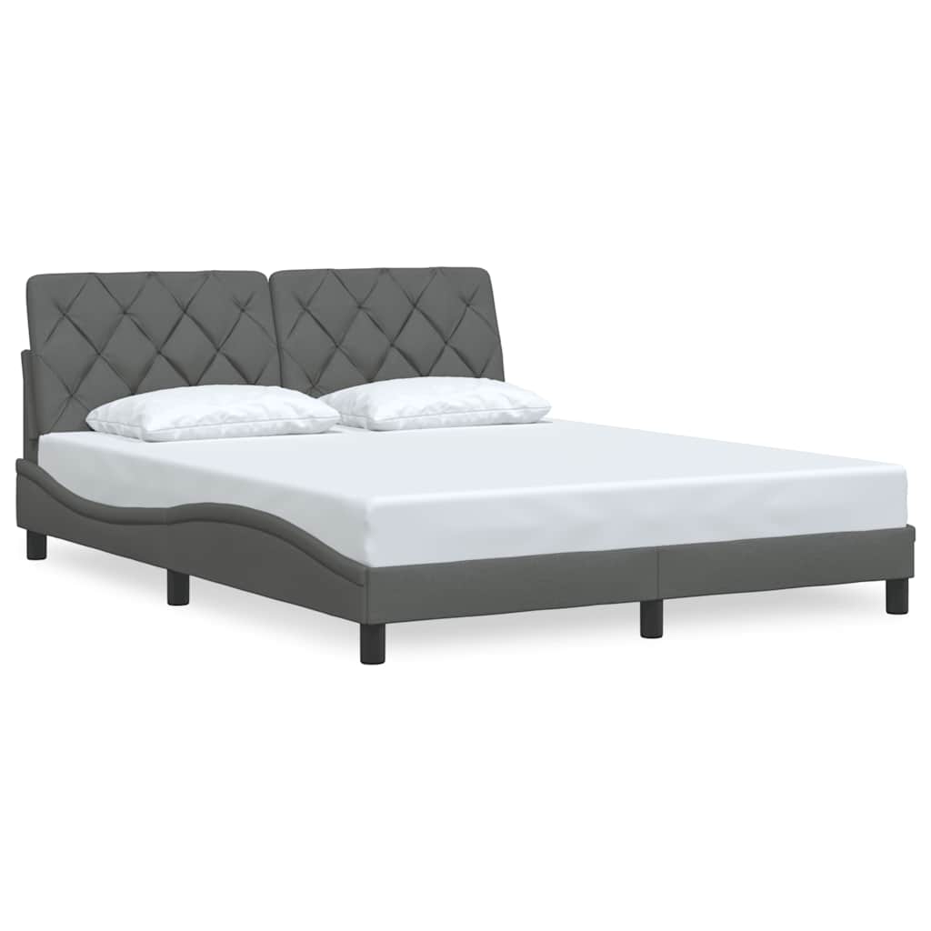 Cadre de lit sans matelas gris foncé 160x200 cm tissu - XIOS