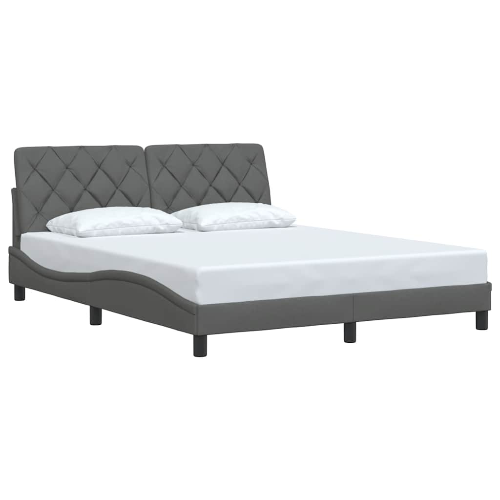 Cadre de lit sans matelas gris foncé 160x200 cm tissu - XIOS