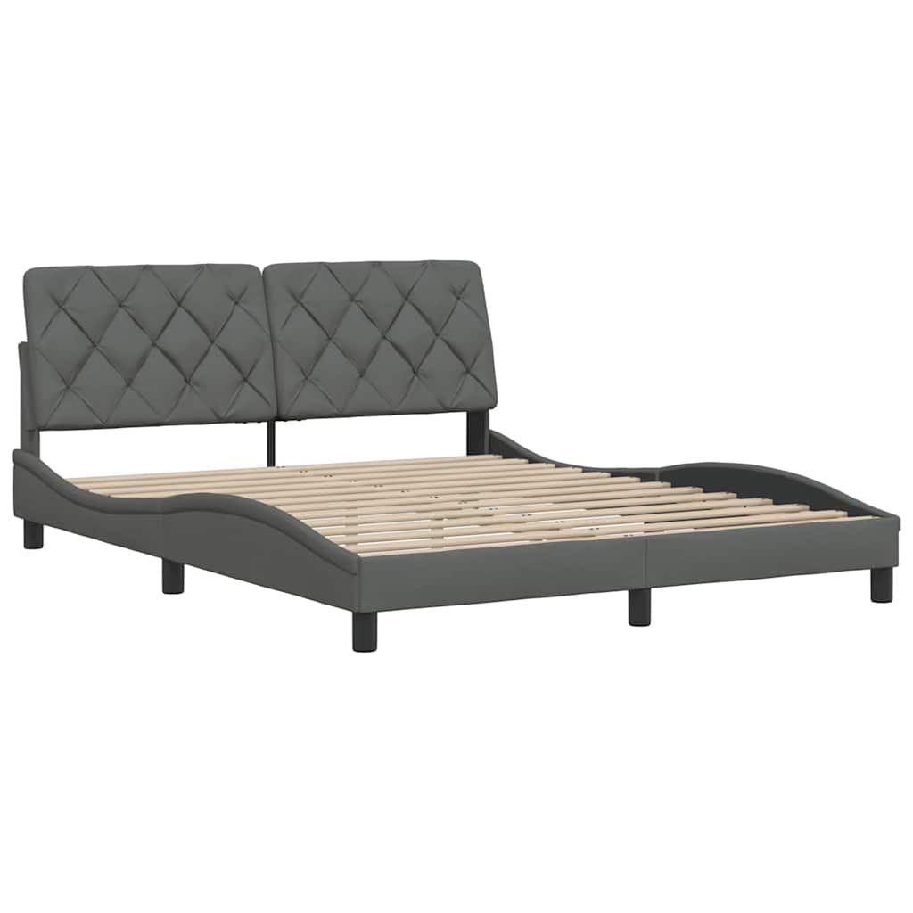 Cadre de lit sans matelas gris foncé 160x200 cm tissu - XIOS
