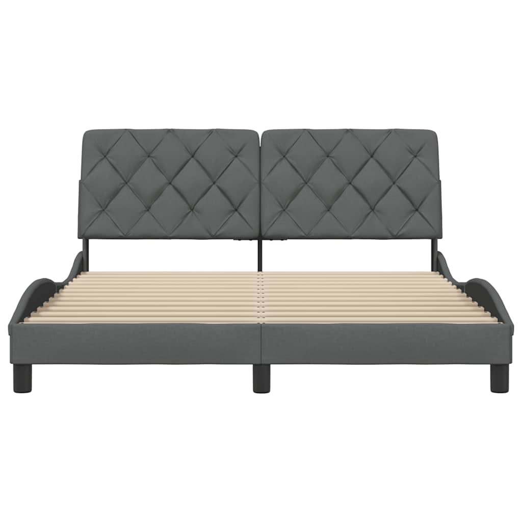 Cadre de lit sans matelas gris foncé 160x200 cm tissu - XIOS